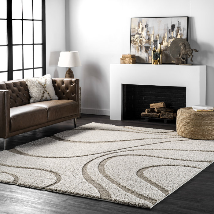 Wrought Studio Allysa Abstract Shag Area Rug in Cream/ Beige & Reviews